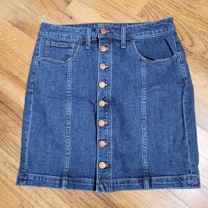 Madewell Dark Blue Button-Front Denim Mini Skirt